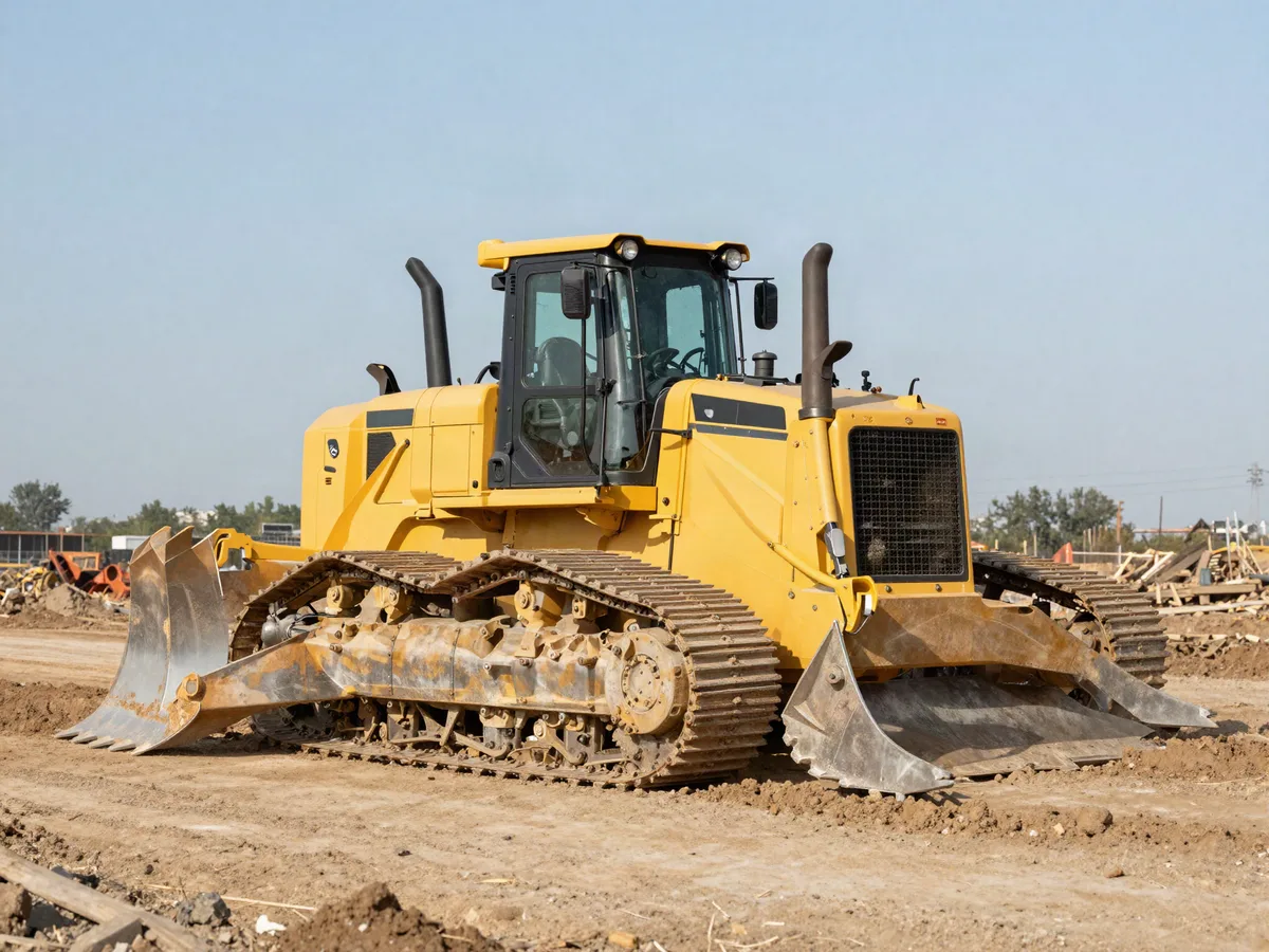 Bulldozer de maquinaria amarilla en obra